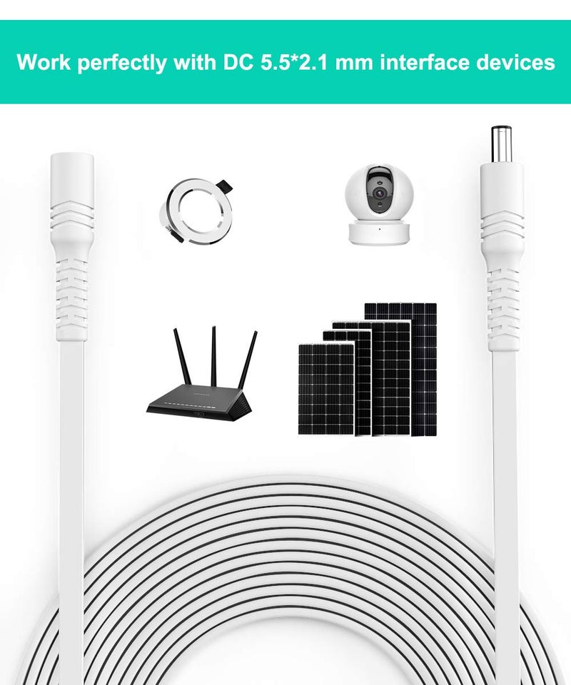 Itramax 12V DC Extension Cable 30ft 2Pack,Flat 5.5mm x 2.1mm 22 AWG Power Supply Extended Cord,5521 12 Volt Female to Male Barrel Plug Extender Adapter Lead for CCTV Security Camera,Eufy,TP-Link Tapo - Image 5